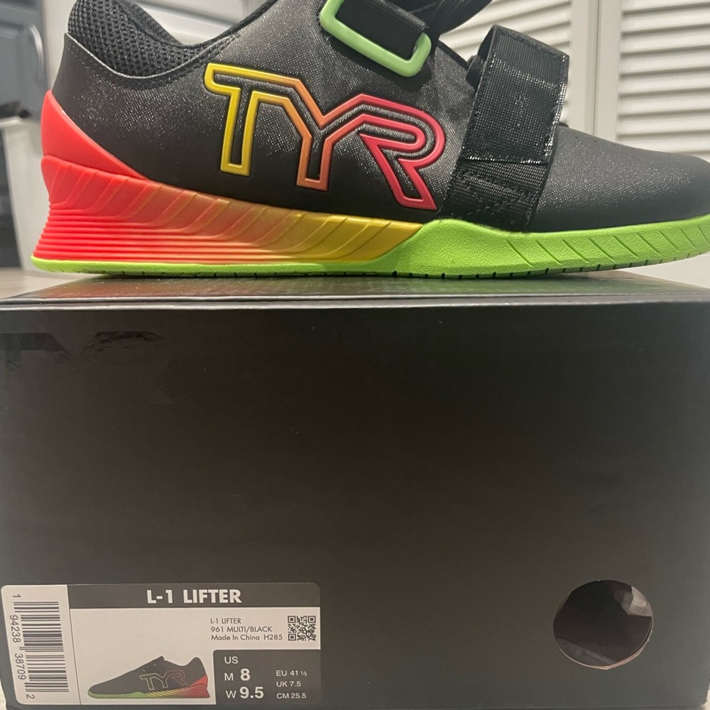 TYR Black, Red and Green Sneakers with Gradient Sole